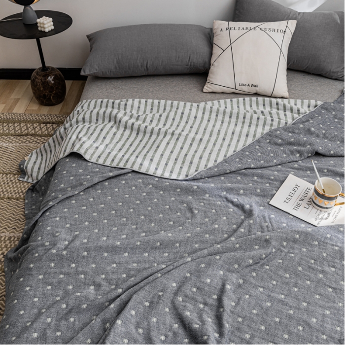 91家纺网 家纺一手货源 找家纺 朴尔 2021新款主推三层水洗棉纱布毛巾被冬空-灰