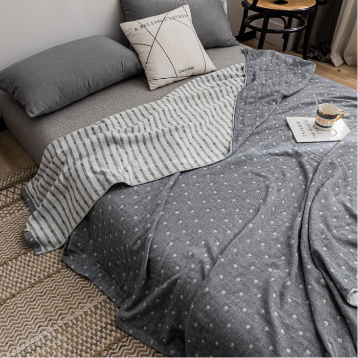 91家纺网 家纺一手货源 找家纺 朴尔 2021新款主推三层水洗棉纱布毛巾被冬空-灰
