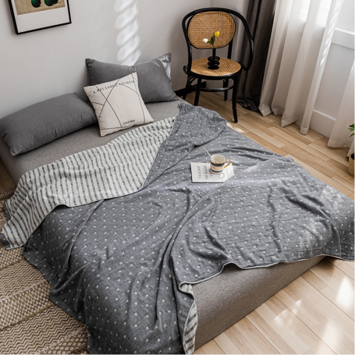 91家纺网 家纺一手货源 找家纺 朴尔 2021新款主推三层水洗棉纱布毛巾被冬空-灰