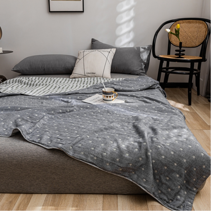 91家纺网 家纺一手货源 找家纺 朴尔 2021新款主推三层水洗棉纱布毛巾被冬空-灰