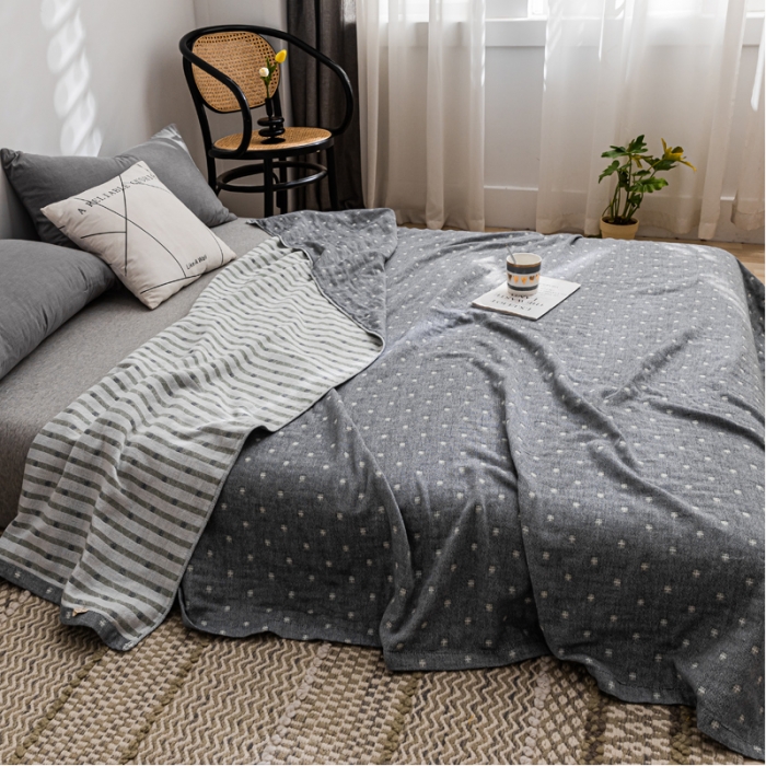 91家纺网 家纺一手货源 找家纺 朴尔 2021新款主推三层水洗棉纱布毛巾被冬空-灰