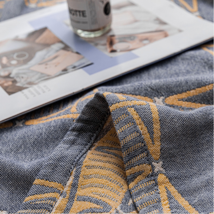 91家纺网 家纺一手货源 找家纺 朴尔 2021新款主推三层水洗棉纱布毛巾被三体秘境-蓝黄