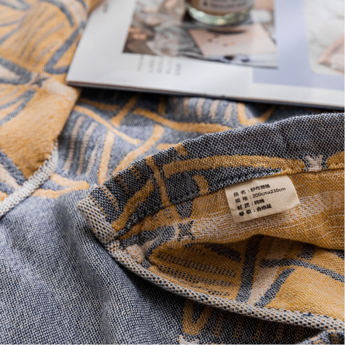 91家纺网 家纺一手货源 找家纺 朴尔 2021新款主推三层水洗棉纱布毛巾被三体秘境-蓝黄