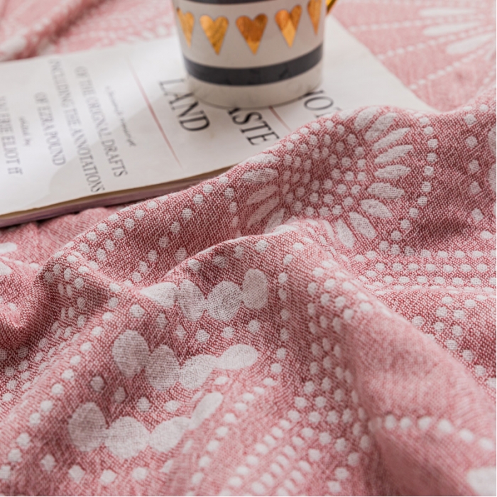91家纺网 家纺一手货源 找家纺 朴尔 2021新款主推三层水洗棉纱布毛巾被星辰大海-粉