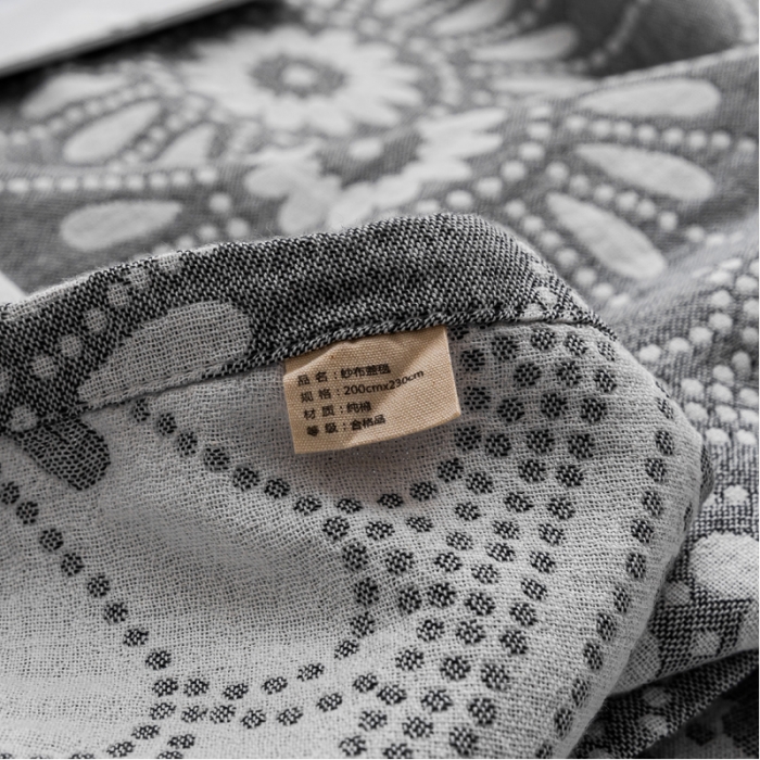 91家纺网 家纺一手货源 找家纺 朴尔 2021新款主推三层水洗棉纱布毛巾被星辰大海-灰白