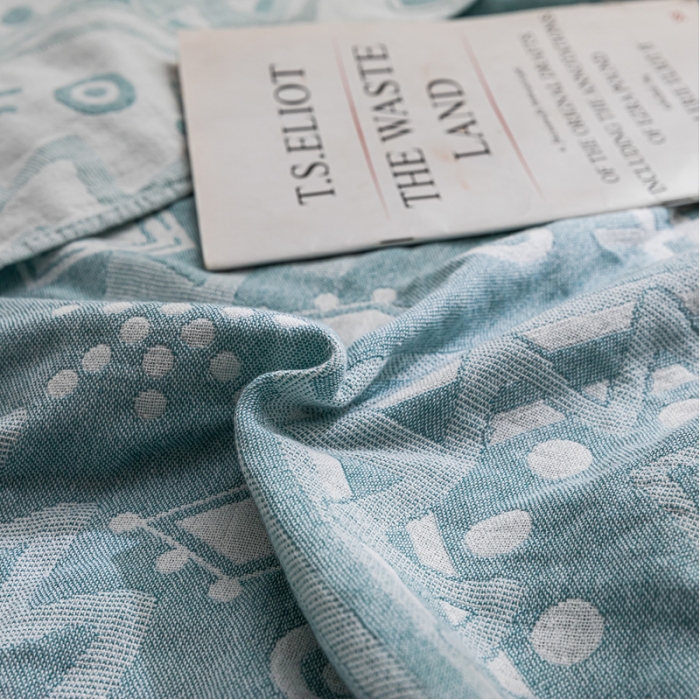 91家纺网 家纺一手货源 找家纺 朴尔 2021新款主推三层水洗棉纱布毛巾被远古图腾-绿