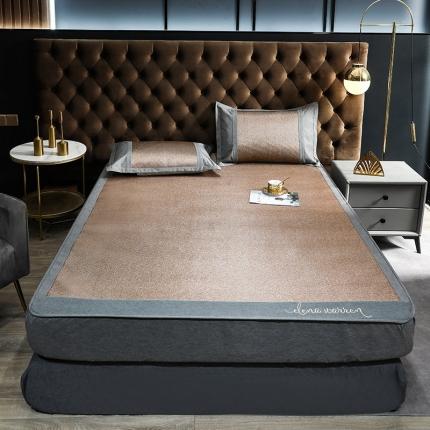 绒艺席业 2021新款加密冰藤英文绣花床单床笠款 咖色