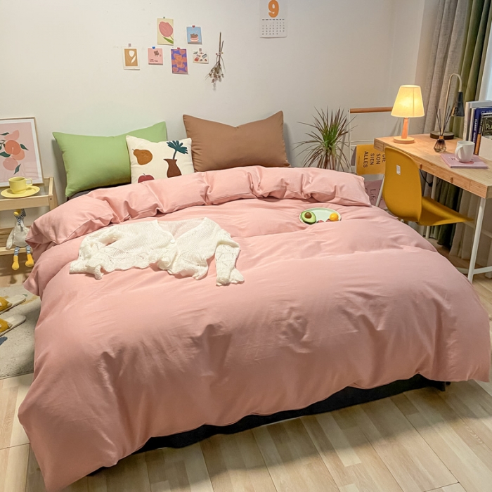 91家纺网 家纺一手货源 找家纺 蓝巢 2021新款全棉水洗棉混搭款四件套混搭-浅豆沙