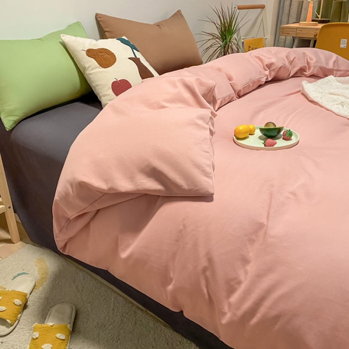 91家纺网 家纺一手货源 找家纺 蓝巢 2021新款全棉水洗棉混搭款四件套混搭-浅豆沙