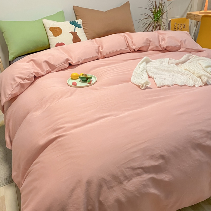 91家纺网 家纺一手货源 找家纺 蓝巢 2021新款全棉水洗棉混搭款四件套混搭-浅豆沙