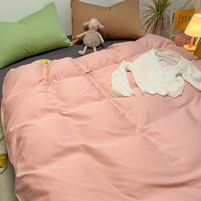 91家纺网 家纺一手货源 找家纺 蓝巢 2021新款全棉水洗棉混搭款四件套混搭-浅豆沙