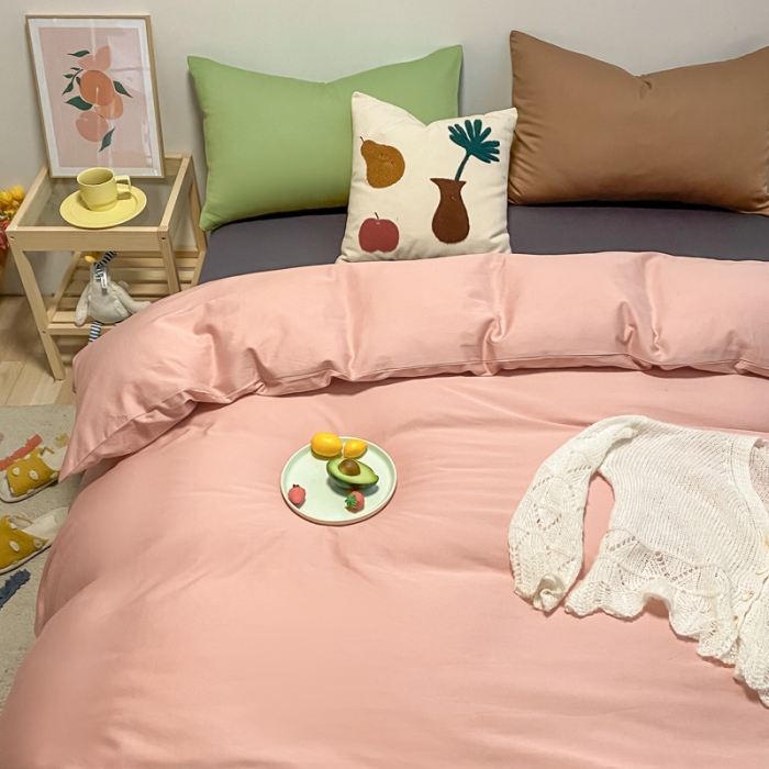 91家纺网 家纺一手货源 找家纺 蓝巢 2021新款全棉水洗棉混搭款四件套混搭-浅豆沙