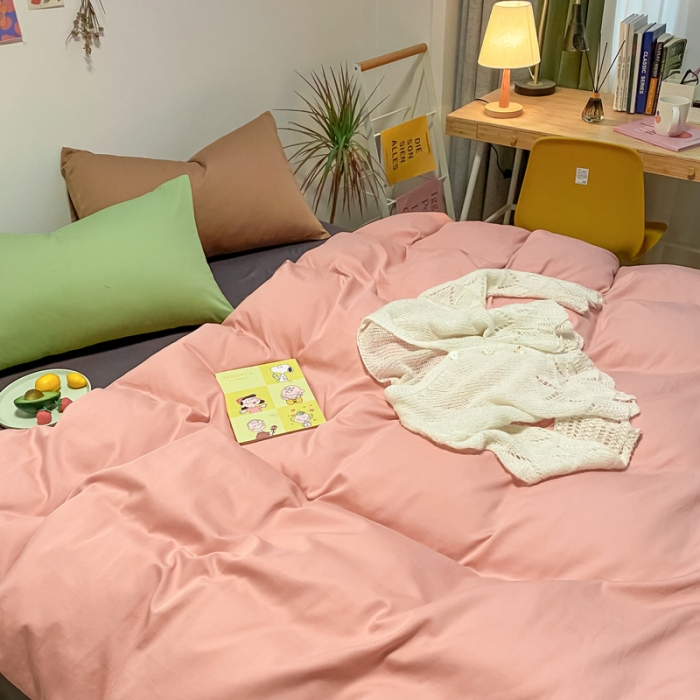 91家纺网 家纺一手货源 找家纺 蓝巢 2021新款全棉水洗棉混搭款四件套混搭-浅豆沙