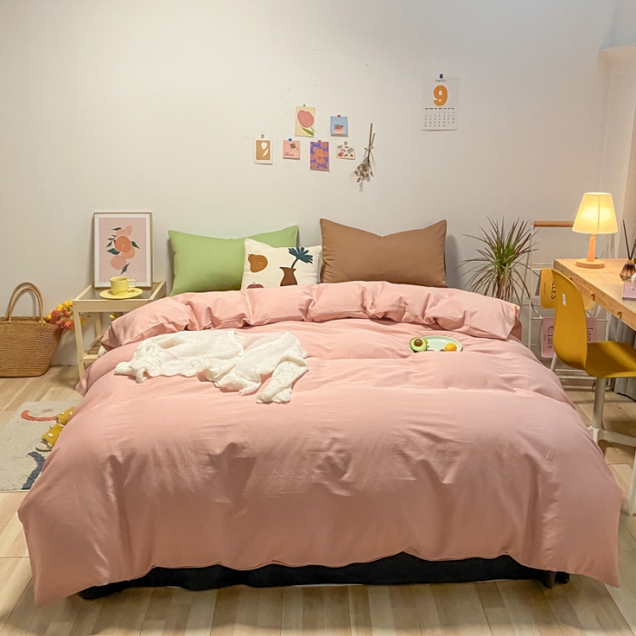 91家纺网 家纺一手货源 找家纺 蓝巢 2021新款全棉水洗棉混搭款四件套混搭-浅豆沙