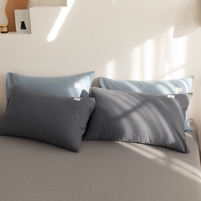 91家纺网 家纺一手货源 找家纺 蓝巢 2021新款全棉水洗棉混搭款四件套深灰浅灰