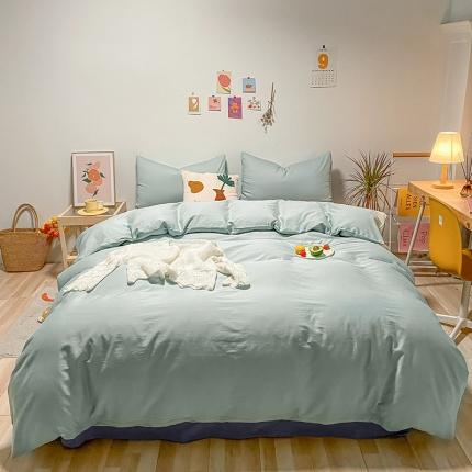 91家纺网 家纺一手货源 找家纺 蓝巢 2021新款全棉水洗棉混搭款单被套混搭-繁星蓝