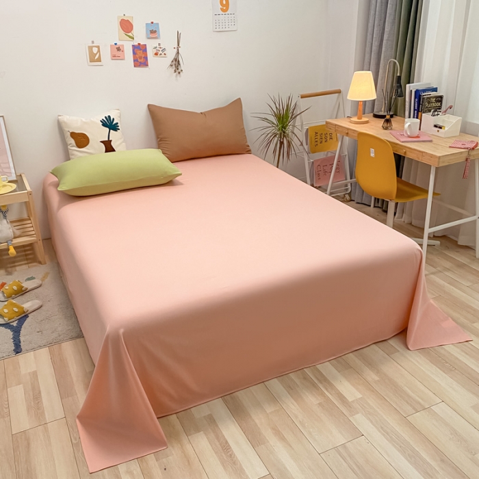 91家纺网 家纺一手货源 找家纺 蓝巢 2021新款全棉水洗棉混搭款单床单浅粉