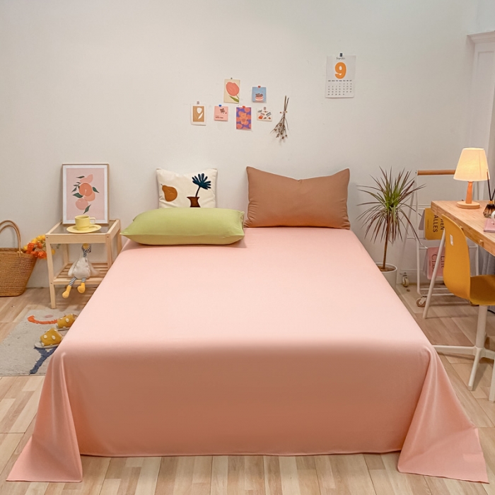 91家纺网 家纺一手货源 找家纺 蓝巢 2021新款全棉水洗棉混搭款单床单浅粉