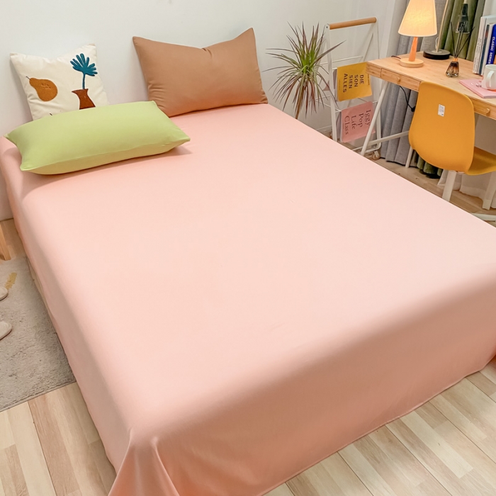 91家纺网 家纺一手货源 找家纺 蓝巢 2021新款全棉水洗棉混搭款单床单浅粉