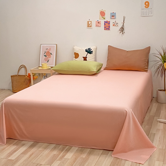 91家纺网 家纺一手货源 找家纺 蓝巢 2021新款全棉水洗棉混搭款单床单浅粉