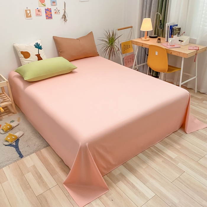 91家纺网 家纺一手货源 找家纺 蓝巢 2021新款全棉水洗棉混搭款单床单浅粉