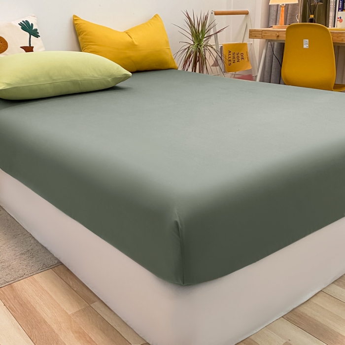 91家纺网 家纺一手货源 找家纺 蓝巢 2021新款全棉水洗棉混搭款单床笠复古绿