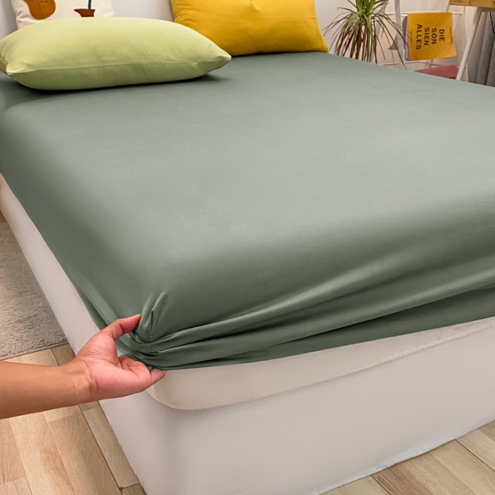 91家纺网 家纺一手货源 找家纺 蓝巢 2021新款全棉水洗棉混搭款单床笠复古绿