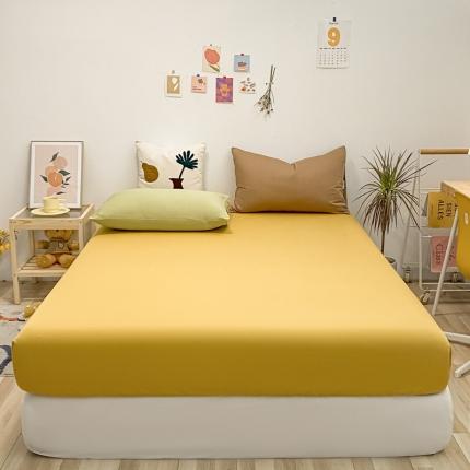 91家纺网 家纺一手货源 找家纺 蓝巢 2021新款全棉水洗棉混搭款单床笠姜黄