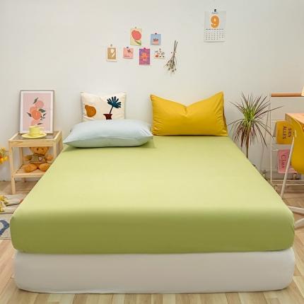 91家纺网 家纺一手货源 找家纺 蓝巢 2021新款全棉水洗棉混搭款单床笠抹茶绿