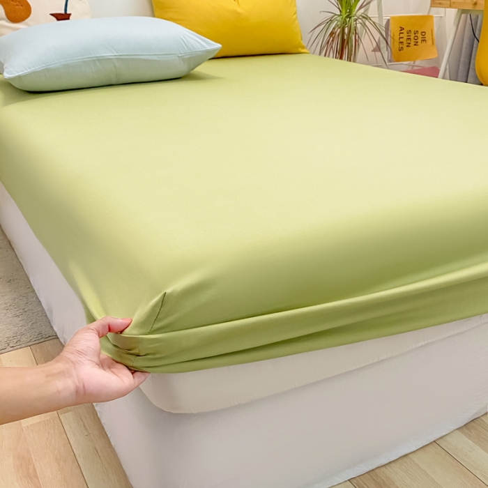 91家纺网 家纺一手货源 找家纺 蓝巢 2021新款全棉水洗棉混搭款单床笠抹茶绿