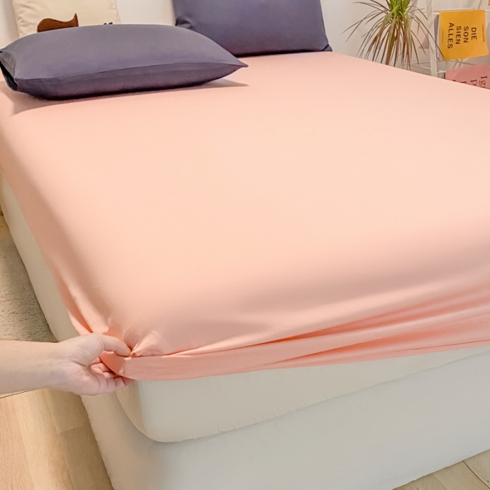 91家纺网 家纺一手货源 找家纺 蓝巢 2021新款全棉水洗棉混搭款单床笠浅粉