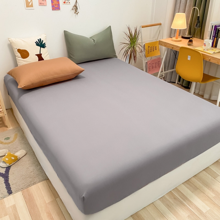 91家纺网 家纺一手货源 找家纺 蓝巢 2021新款全棉水洗棉混搭款单床笠浅灰