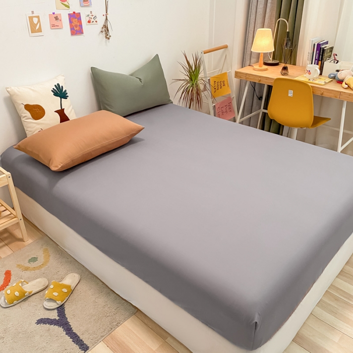 91家纺网 家纺一手货源 找家纺 蓝巢 2021新款全棉水洗棉混搭款单床笠浅灰