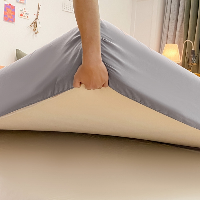 91家纺网 家纺一手货源 找家纺 蓝巢 2021新款全棉水洗棉混搭款单床笠浅灰