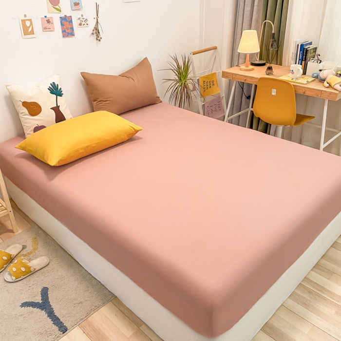 91家纺网 家纺一手货源 找家纺 蓝巢 2021新款全棉水洗棉混搭款单床笠珊瑚红