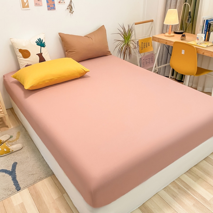 91家纺网 家纺一手货源 找家纺 蓝巢 2021新款全棉水洗棉混搭款单床笠珊瑚红