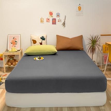 91家纺网 家纺一手货源 找家纺 蓝巢 2021新款全棉水洗棉混搭款单床笠深灰