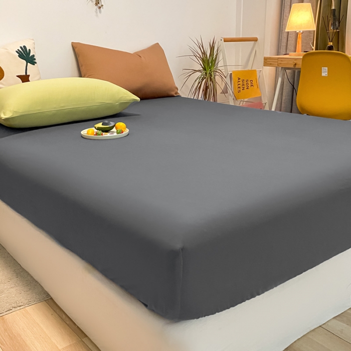 91家纺网 家纺一手货源 找家纺 蓝巢 2021新款全棉水洗棉混搭款单床笠深灰