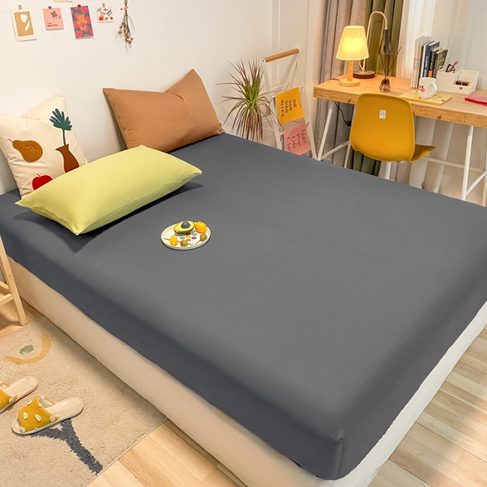 91家纺网 家纺一手货源 找家纺 蓝巢 2021新款全棉水洗棉混搭款单床笠深灰