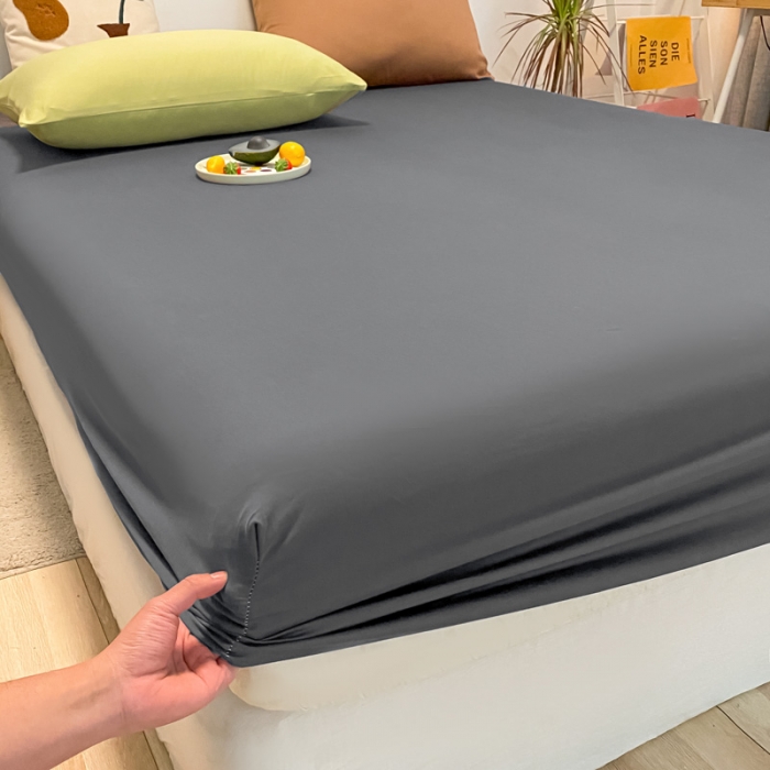 91家纺网 家纺一手货源 找家纺 蓝巢 2021新款全棉水洗棉混搭款单床笠深灰