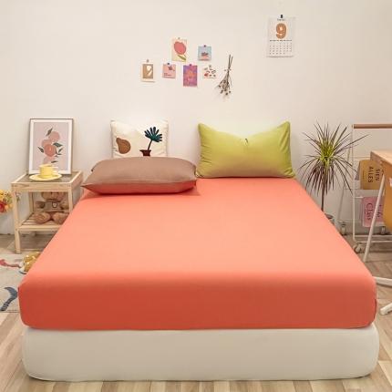 91家纺网 家纺一手货源 找家纺 蓝巢 2021新款全棉水洗棉混搭款单床笠时尚桔