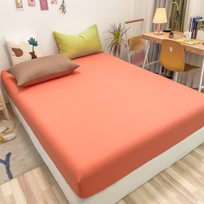 91家纺网 家纺一手货源 找家纺 蓝巢 2021新款全棉水洗棉混搭款单床笠时尚桔