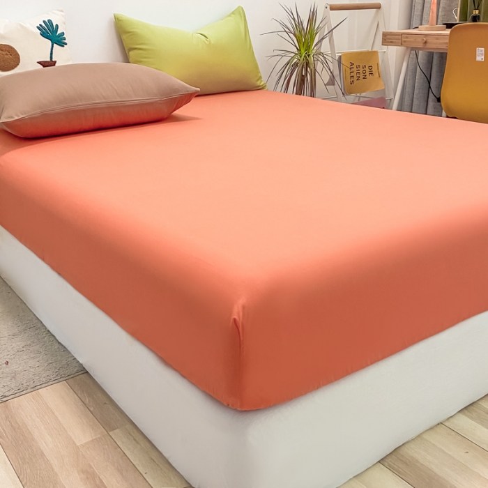 91家纺网 家纺一手货源 找家纺 蓝巢 2021新款全棉水洗棉混搭款单床笠时尚桔