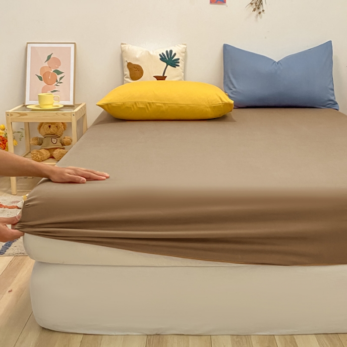 91家纺网 家纺一手货源 找家纺 蓝巢 2021新款全棉水洗棉混搭款单床笠太妃糖