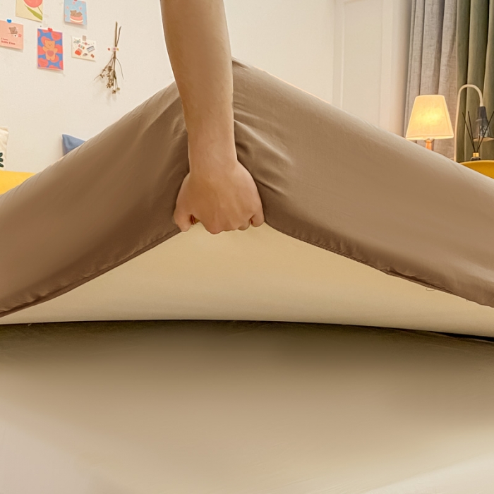 91家纺网 家纺一手货源 找家纺 蓝巢 2021新款全棉水洗棉混搭款单床笠太妃糖