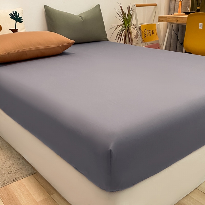 91家纺网 家纺一手货源 找家纺 蓝巢 2021新款全棉水洗棉混搭款单床笠紫灰