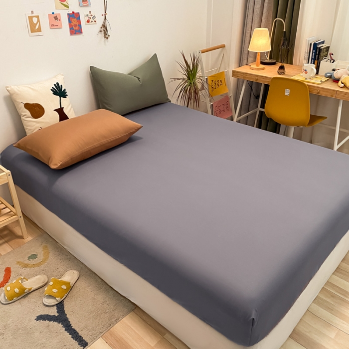 91家纺网 家纺一手货源 找家纺 蓝巢 2021新款全棉水洗棉混搭款单床笠紫灰