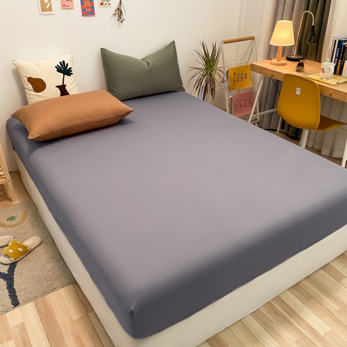 91家纺网 家纺一手货源 找家纺 蓝巢 2021新款全棉水洗棉混搭款单床笠紫灰