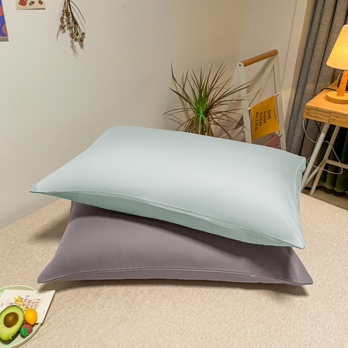 91家纺网 家纺一手货源 找家纺 蓝巢 2021新款全棉水洗棉混搭款枕套一对繁星蓝+浅灰