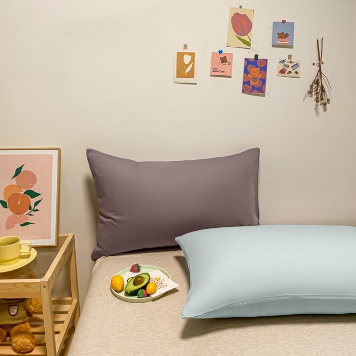 91家纺网 家纺一手货源 找家纺 蓝巢 2021新款全棉水洗棉混搭款枕套一对繁星蓝+浅灰